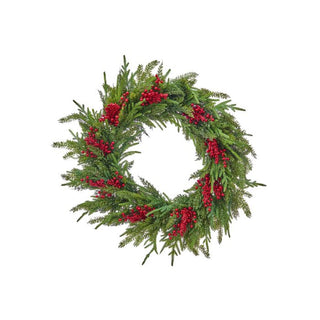 32" Natural Touch w/Berry Wreath, Green/Red