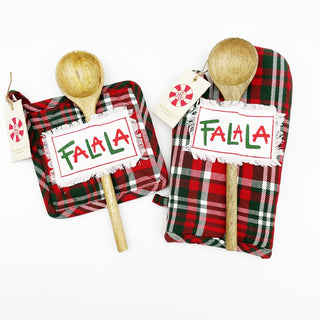 Fa La La Plaid Kitchen Mitt With Wood Spoon