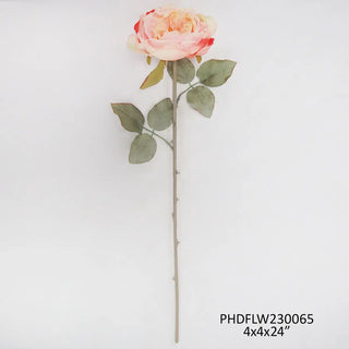 24" Estate Garden Dried Rose Peach stem