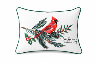 Cardinal on Branch Pillow with Piping