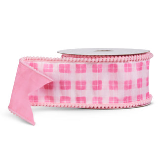 4" x 10" yds Pink Spring Gingham Wired Ribbon