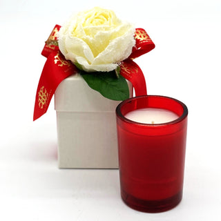 8OZ LOVER'S LANE CANDLE WITH FLOWER BOX IN RED/WHITE