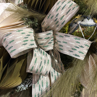 2.5" X 10 YARD TREE PATTERN ON NATURAL RIBBON