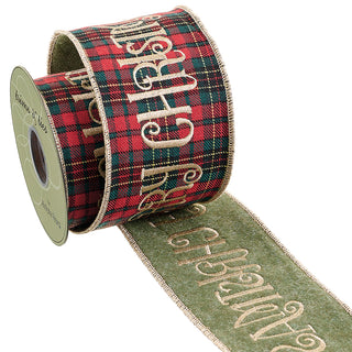 4"X5Y MERRY XMAS PLAID RIBBON