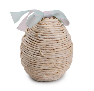 RATTAN EASTER EGG WITH BOW-L5.12"W5.12"H7.48"