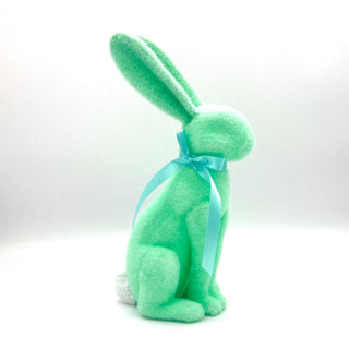 FLOCKED RABBIT ASSORTED-GREEN L11" W5.9" H 19.3"