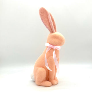 FLOCKED RABBIT ASSORTED-CORAL L11" W5.9" H 19.3"