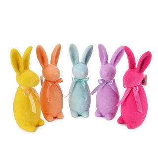 L5.5"W4.7"H14.2" FLOCKED EASTER RABBIT (HOT PINK ONLY)