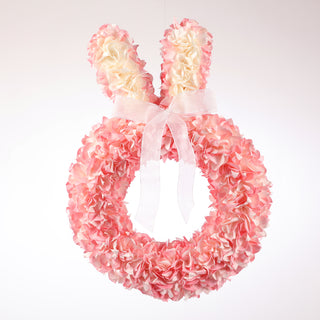 13.8"x9.8"x1.8" Hydrangea Bunny Wreath Pink G26393