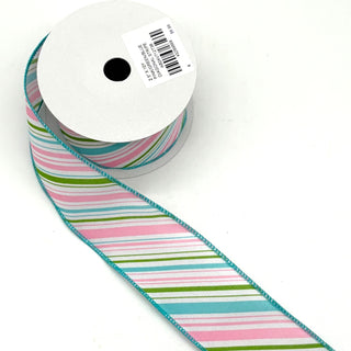 2.5"x10Y PINK/GREEN/BLUE DIAGONAL STRIPE RIBBON