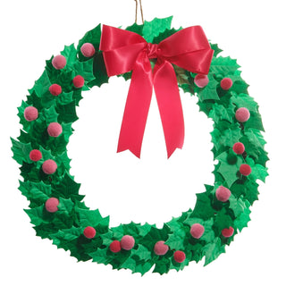 20" Pink Holly Felt Wreath SHIPS 9/1/2026