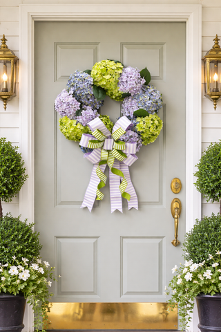 24" D GREEN AND PURPLE HYDRANGEA WREATH