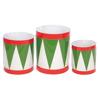 14-2"H11.5-17"D DRUM LOOK PLANTER-RED, GREEN, WHITE (LARGE ONLY)