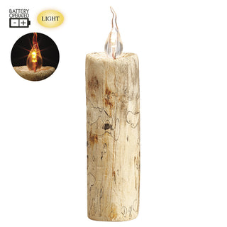7.09" Battery Operated Wood Faux Candle With Light
