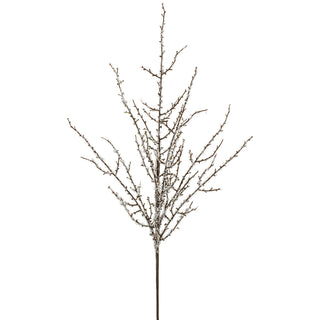 34" GLITTERED TWIG SPRAY BROWN/SILVER STEM