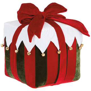 14"VEL GIFT BOX W/JINGLE BELLS