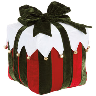 18"VEL GIFT BOX W/JINGLE BELLS