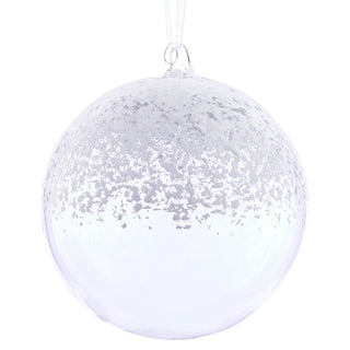 8" SNOWED GLASS BALL ORN