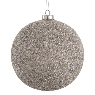 6"BEADED GLASS BALL ORNAMENT-SILVER