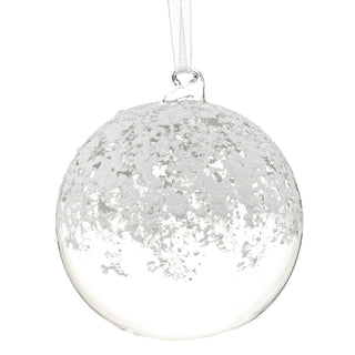 4.7"SNOWED GLASS BALL ORNAMENT