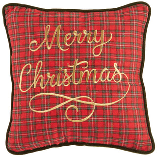 16W16"L PLAID MERRY CHRISTMAS PILLOW