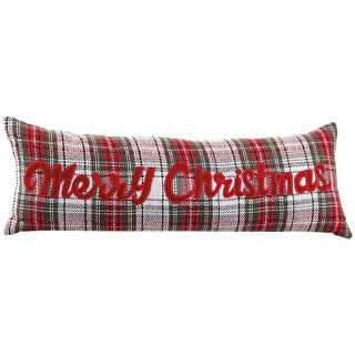 12W36"L MERRY CHRISTMAS PLAID PILLOW