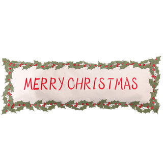 11W30"L MERRY XMAS HOLLY PILLW