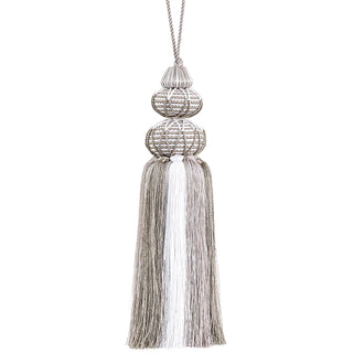 9"TASSEL ORNAMENT GY/WH