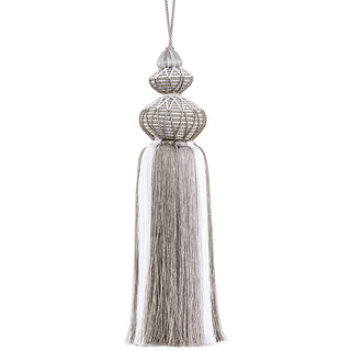 13.5"TASSEL ORNAMENT GY/WH