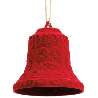 4.5" Flocked Plastic Bell Ornament