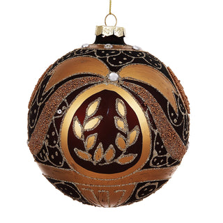 Royal Crest Ball Ornament 150MM, Brown/Gold