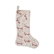 20"H Cotton Stocking w Embroidered "Ho Ho Ho", Red