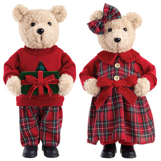 15.5"PLAID BEAR COUPLE (BOY ONLY)
