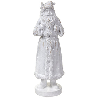 5.5" GLITTERED SANTA W/GIFT BOX WH