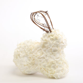 7.5" x 3.9" x 7.5" Hydrangea Rabbit with Twig Ears Color Cream G26385