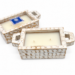 Blue Hydrangea Whitewash Rectangle Candle - Spring