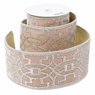 4" X 5 YDS CHAMPAGNE VEL GOLD GLITTERED DUP BACK RIBBON