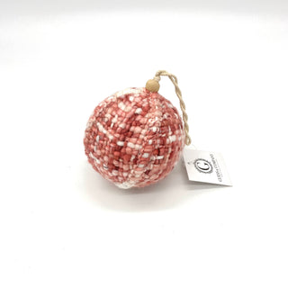 4" PINK/IVORY HANGING BALL ORNAMENT