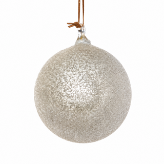 5" Diameter Glass Ball Ornament with Iced Beads Cham/Gld