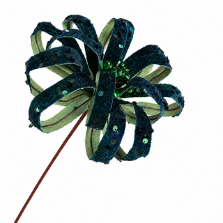 8.5" Diameter Emerald Sequined Floral Pick