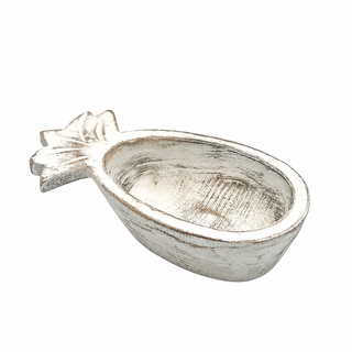 Whitewashed Wooden Pineapple Bowl