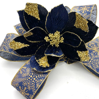 Blue/Gold POINSETTIA WITH CLIP
