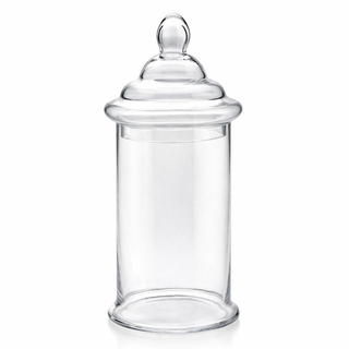 D7.5"H16.5" -GLASS APOTHECARY JAR WITH LID