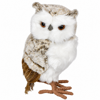13.75x8.25IN Owl Ornament 2 Assorted, Natural White