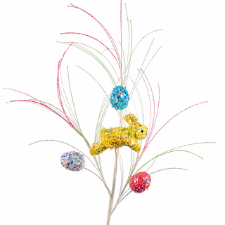28" Rabbit and Eggs Spray Yellow C50