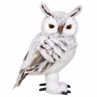 9IN Owl Ornament, White Brown