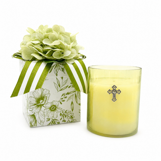 14OZ GARDENIA CROSS CANDLE IN FLOWER BOX