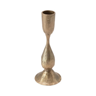 6-1/2"H Metal Taper Holder, Antique Brass Finish