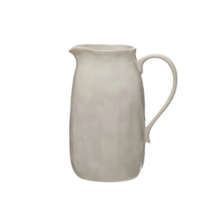 7"L x 4-3/4"W x 9-1/2"H Stoneware Pitcher, White