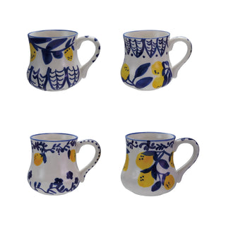 5-1/2"L Stoneware Mug w Hand-painted Lemons (TOP LEFT ONLY)